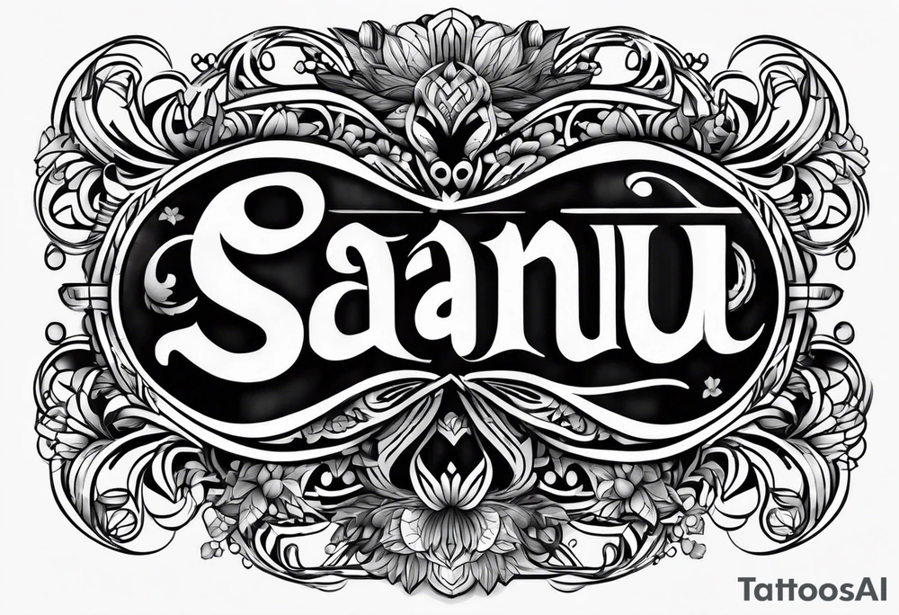 The name "saanu" in a fancy font for the forearm tattoo idea