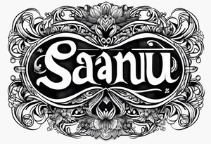 The name "saanu" in a fancy font for the forearm tattoo idea