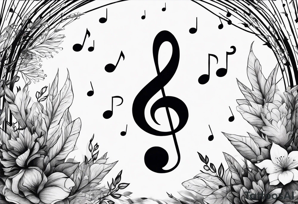 A music note in nature tattoo idea