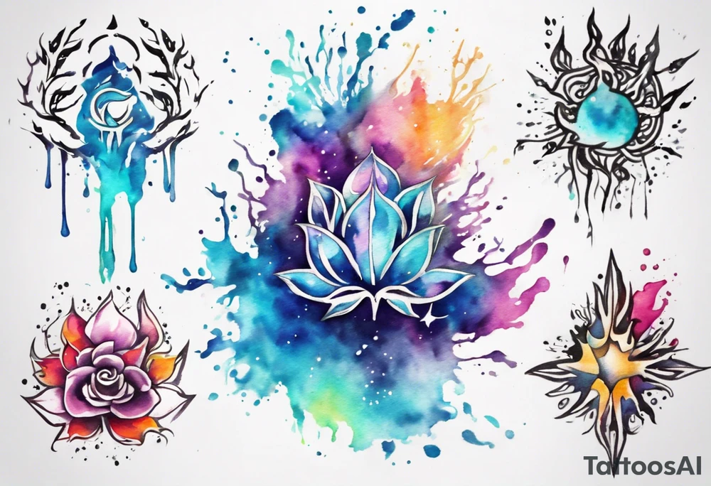 Paint spkatter inner peace tattoo idea