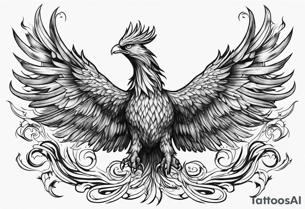 Phoenix rising from flames tattoo idea