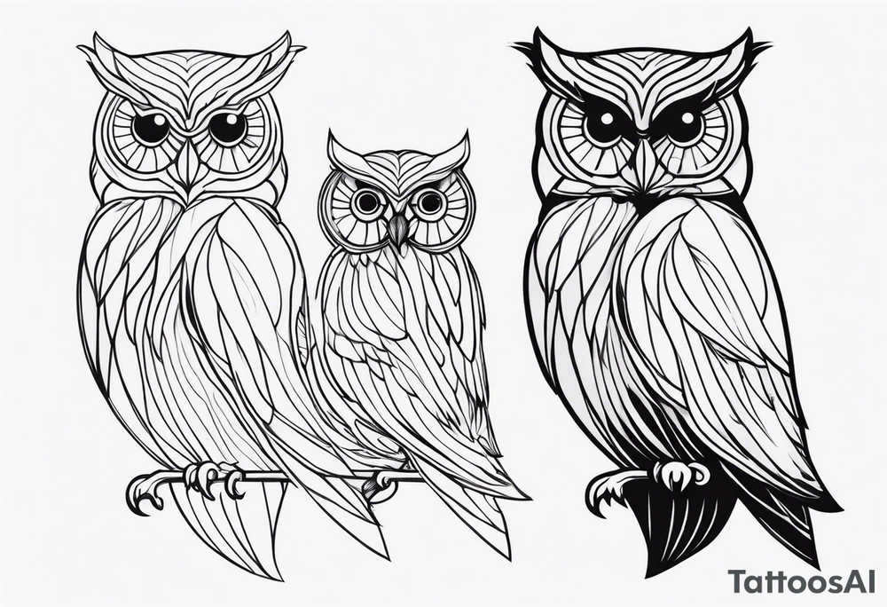 Owl with on line tattoo idea