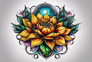 flower rose , sunflower, alien tattoo idea