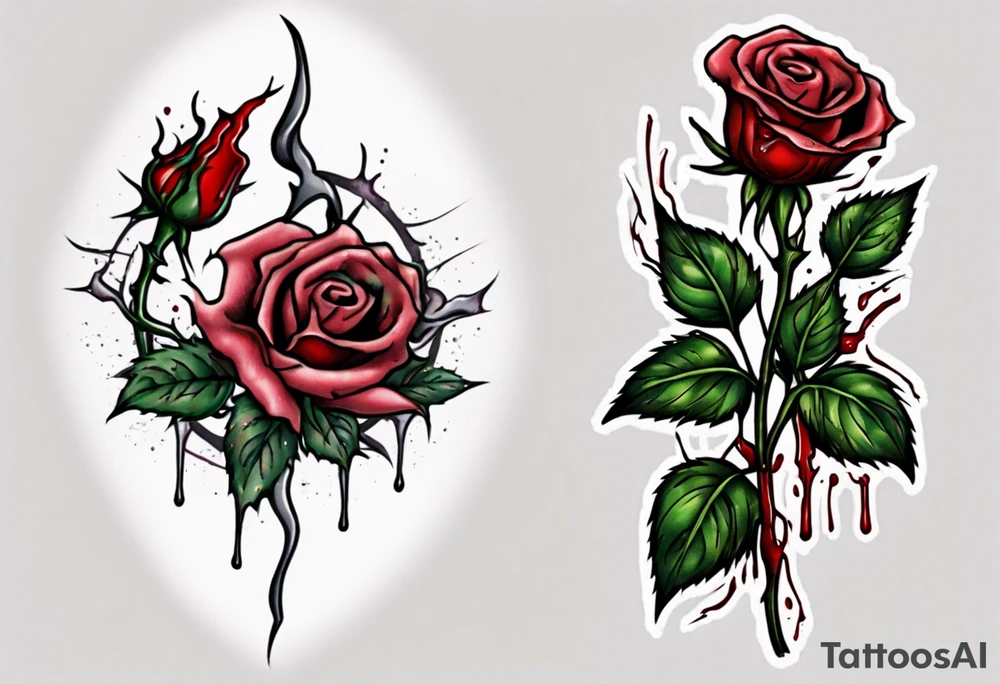 bleeding rose with a stem snapped in two tattoo idea