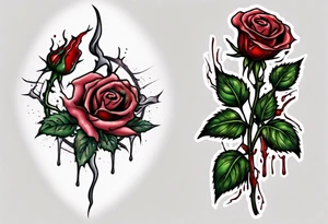 bleeding rose with a stem snapped in two tattoo idea