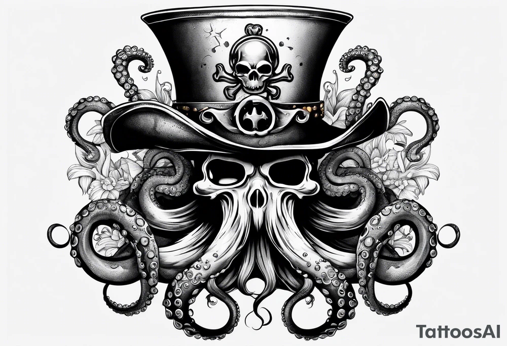 octopus wearing a pirate hat tattoo idea