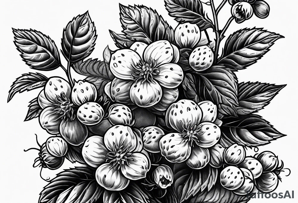 a minimalist raspberry bush that would go vertical down the leg tattoo idea