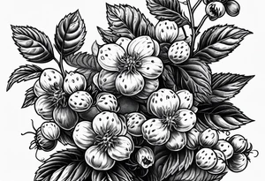 a minimalist raspberry bush that would go vertical down the leg tattoo idea