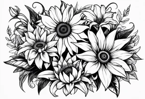 Lilies and sunflowers tattoo idea