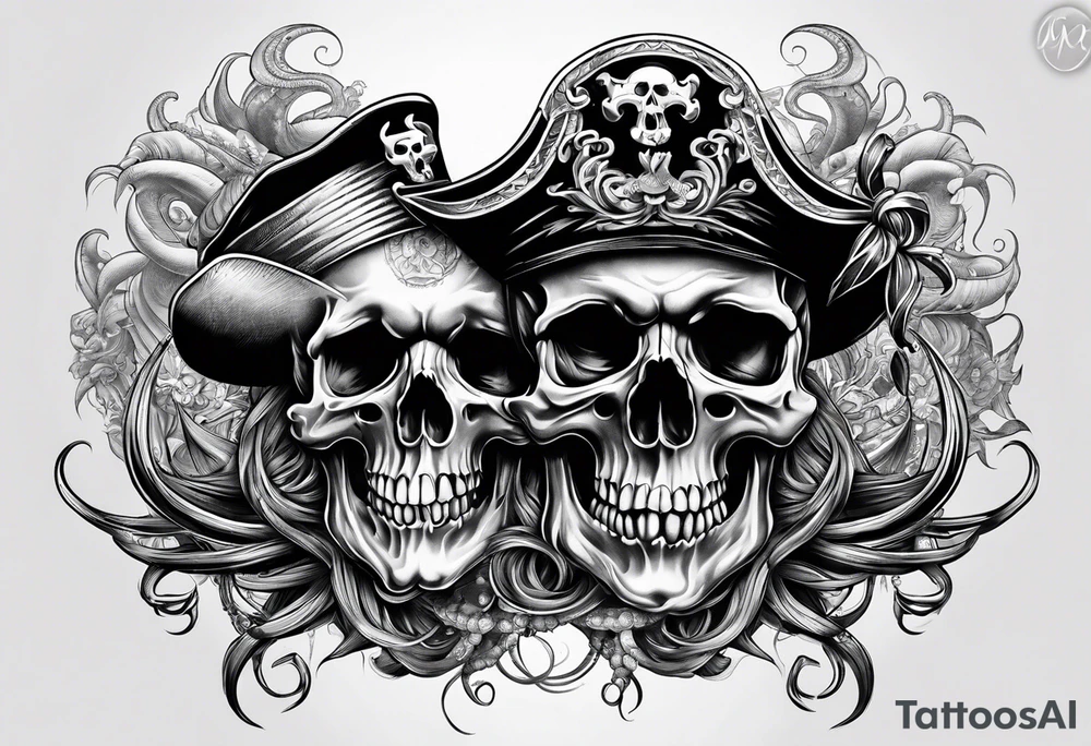 skull octopus pirate ship tattoo idea