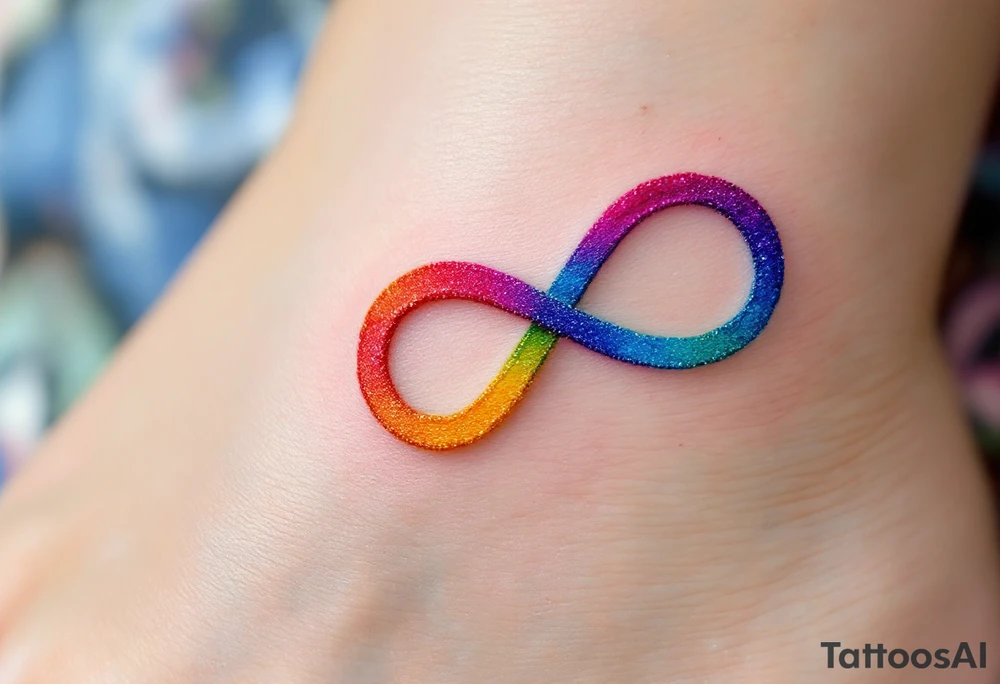 A rainbow-colored infinity symbol reflects the limitless nature of freedom. tattoo idea