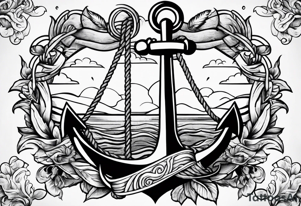 anchor with rope wrapped around tattoo idea