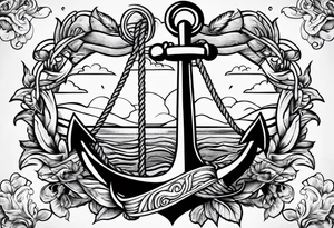 anchor with rope wrapped around tattoo idea