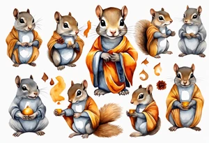 a grey squirrel dressed as a monk tattoo idea