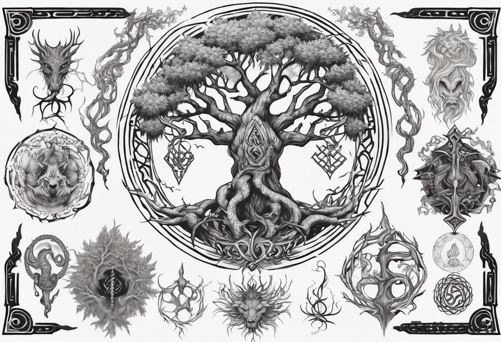 Yggdrasil with Nidhogg tattoo idea