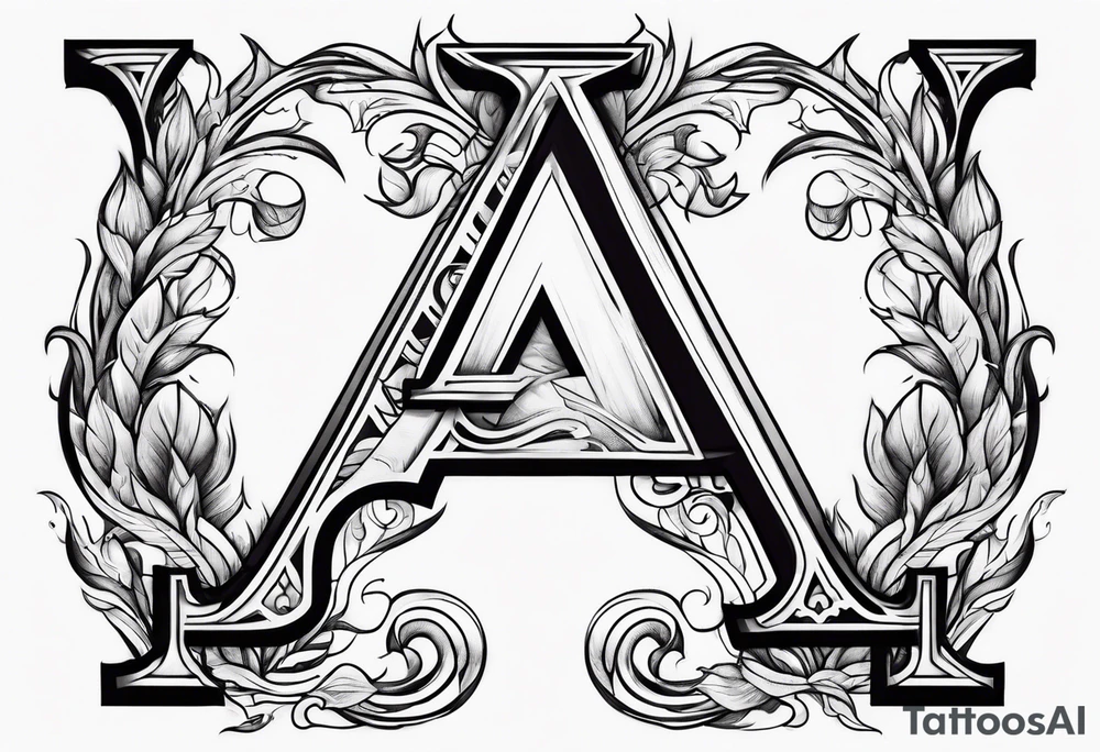 Letter A with fire tattoo idea