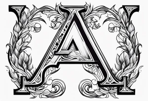 Letter A with fire tattoo idea