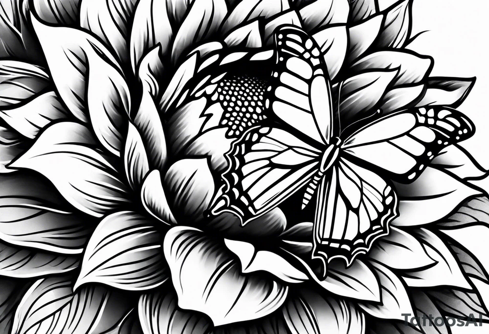 Sunflower and butterfly leg sleeve tattoo idea