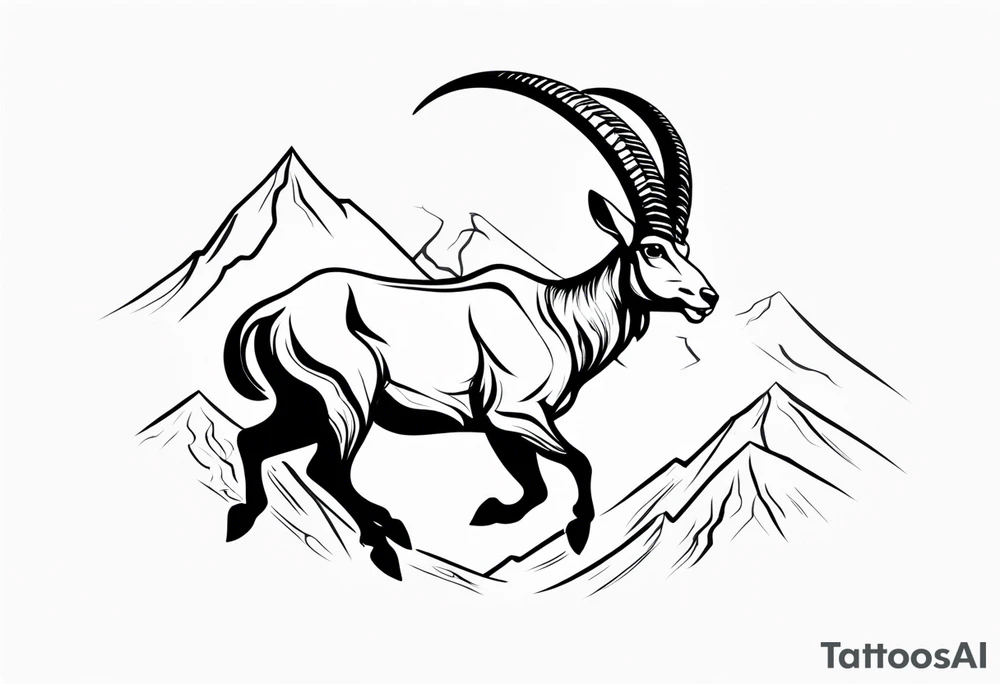 ibex jumping into mountains tattoo idea
