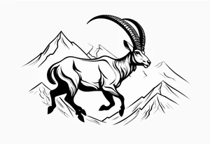 ibex jumping into mountains tattoo idea