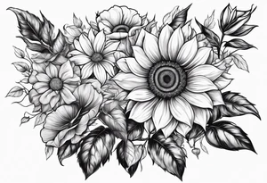 animal flower rose, sunflower, tattoo idea