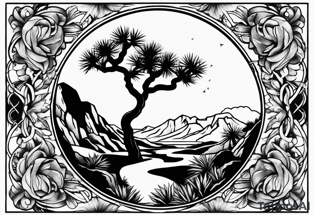 yin and yang joshua tree tattoo idea