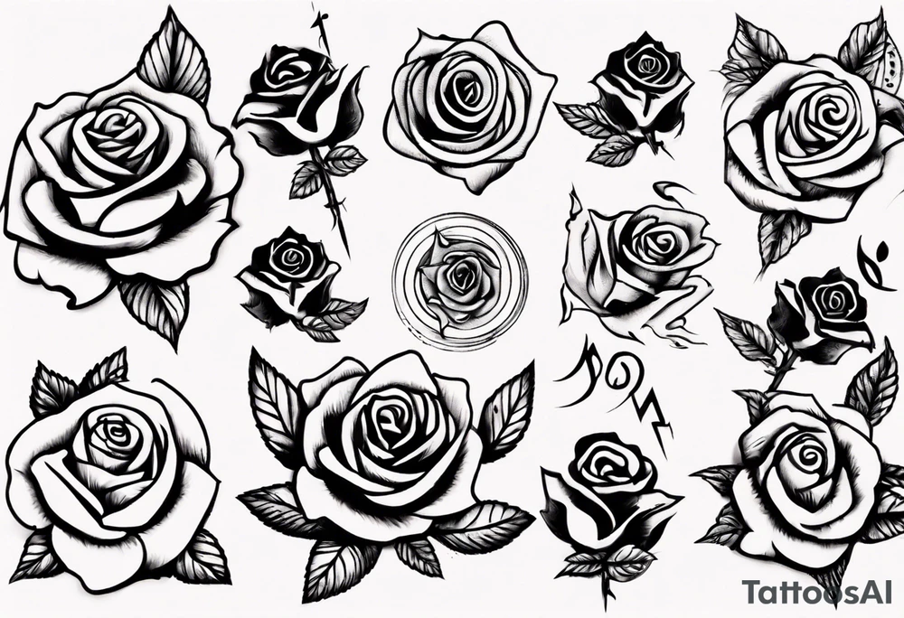 music around rose tattoo idea
