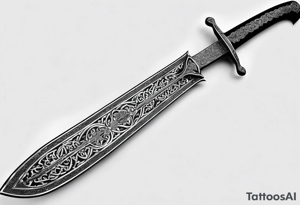 Imam Ali sword with Arabic writing tattoo idea