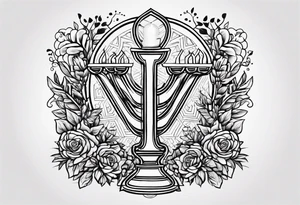 Draw the letters “Moochie” but put a menorah on top the I tattoo idea