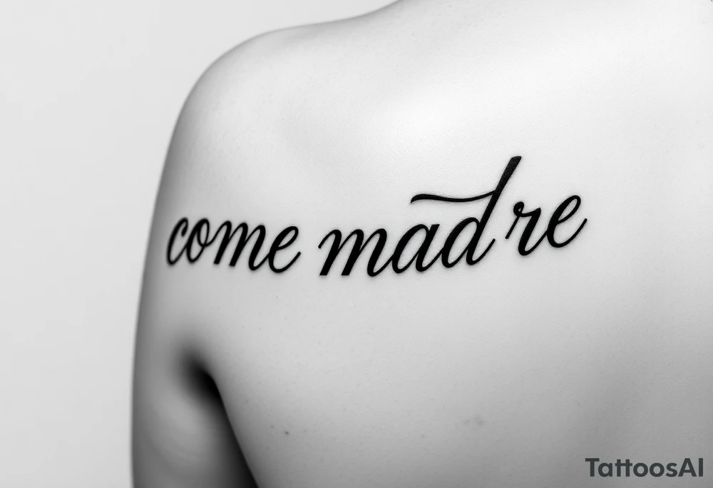i want the phrase “ come madre” in script writing on a female on the inside of her left arm where the elbow crease is tattoo idea