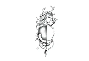 Athena
Medusa on her shield
Spear tattoo idea