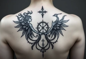 Goddesses Hecate and Freya intertwined by magic. With both feminine and masculine qualities. tattoo idea