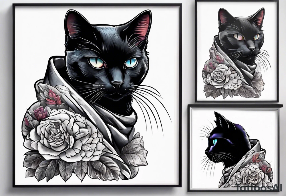 Black cat inside arm tattoo idea