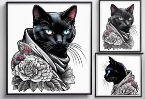 Black cat inside arm tattoo idea