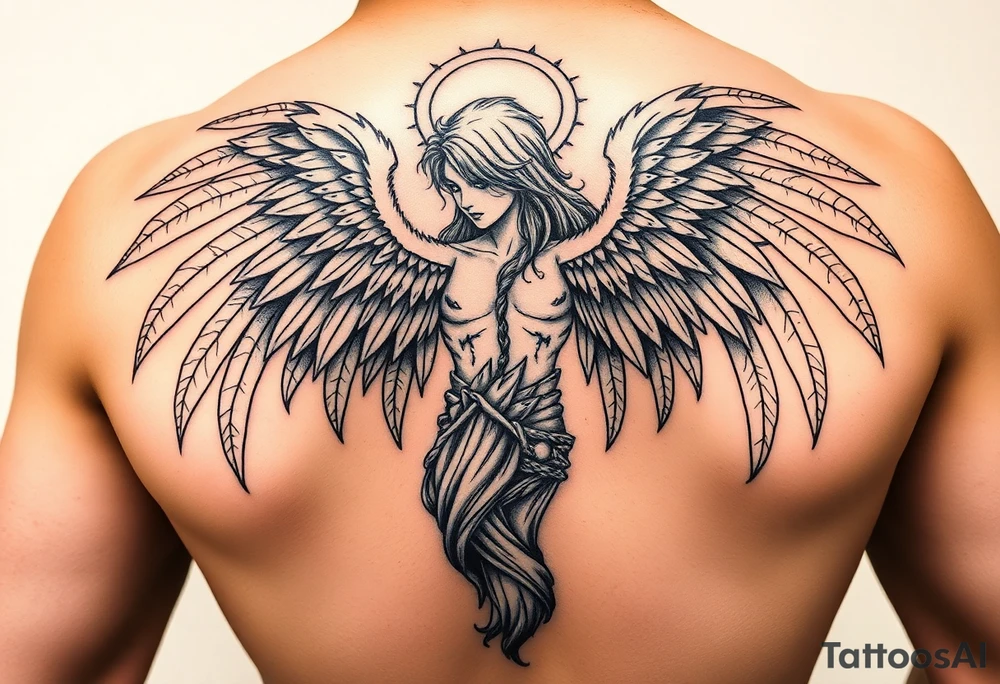 Full body of fallen angel Dante Mikha'el tattoo idea