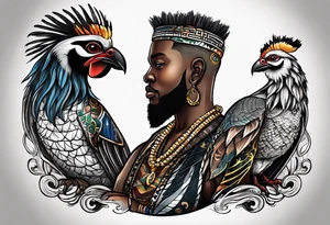 esu africano com porongos e galo tattoo idea