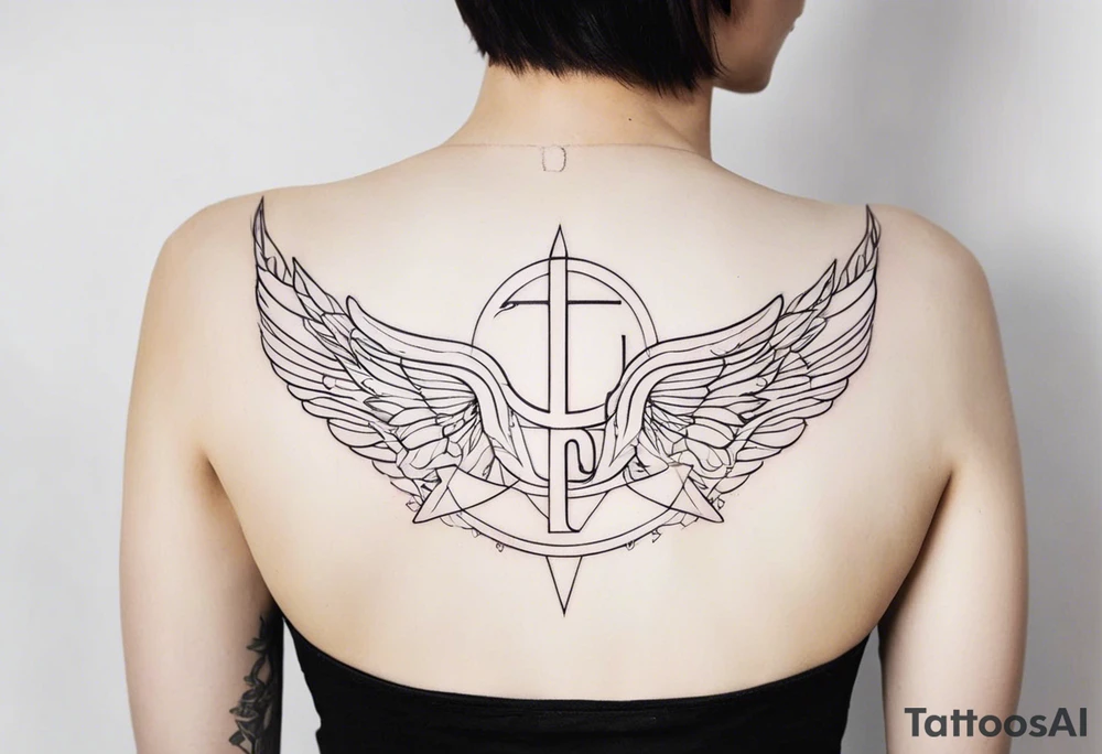 A tattoo with the letters “Lev livet mens du kan” with an angel tattoo idea