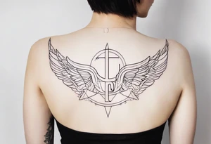 A tattoo with the letters “Lev livet mens du kan” with an angel tattoo idea