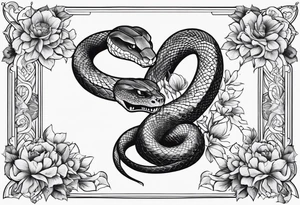 snake wrapped around a sword shattering into flower tattoo idea