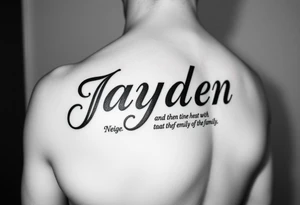 Give me a forearm tattoo with the name Jayden and add a powerful quote about the importance of family tattoo idea