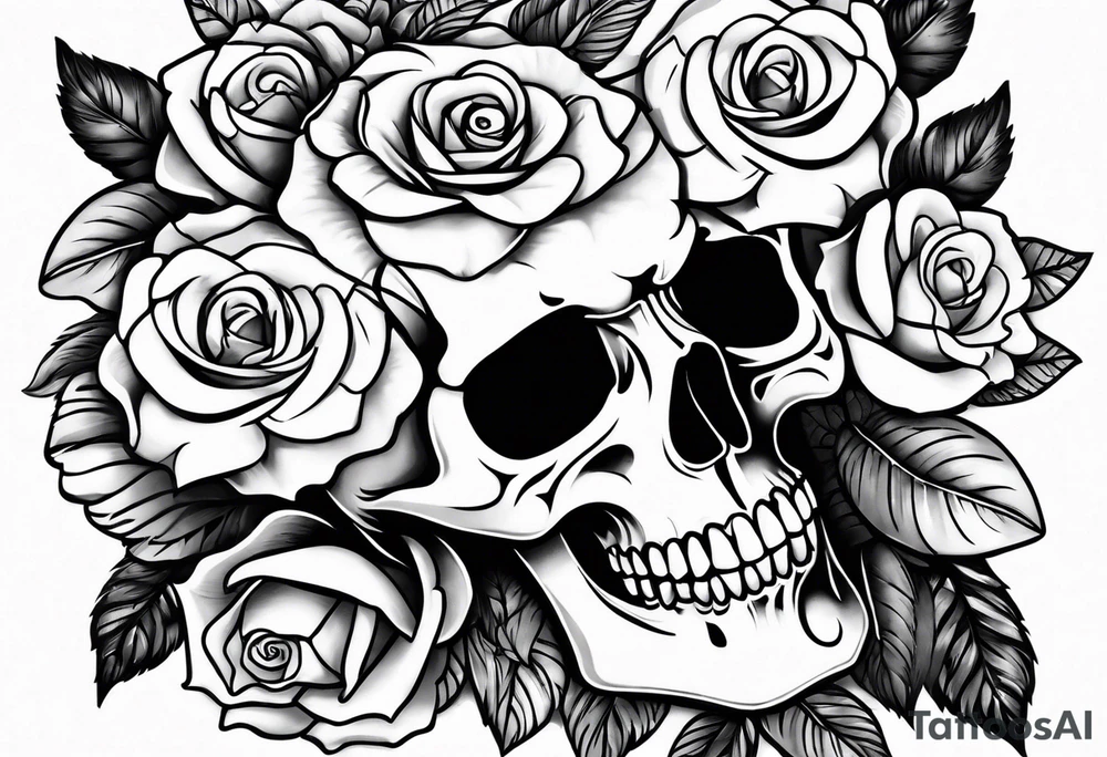 skull and roses tattoo idea