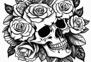 skull and roses tattoo idea