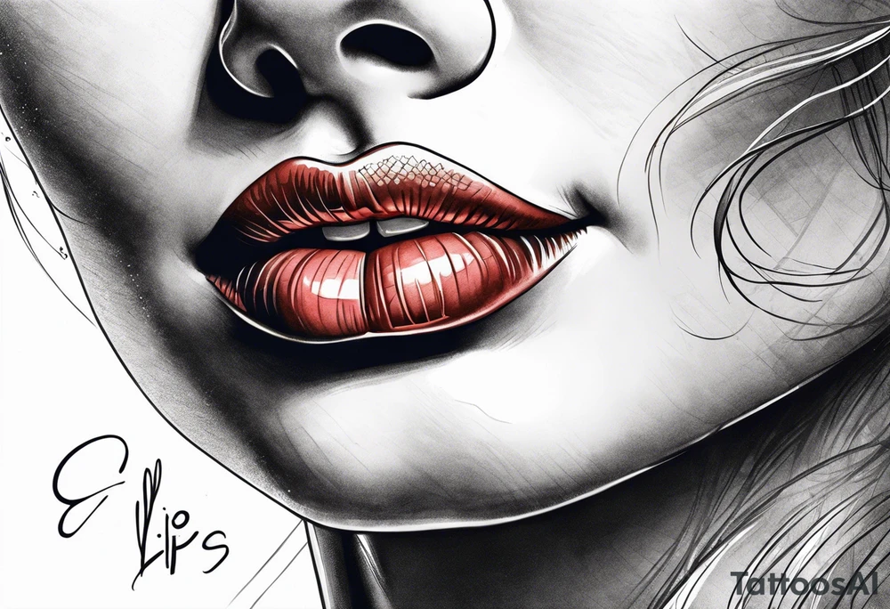 Sexy female lips tattoo idea