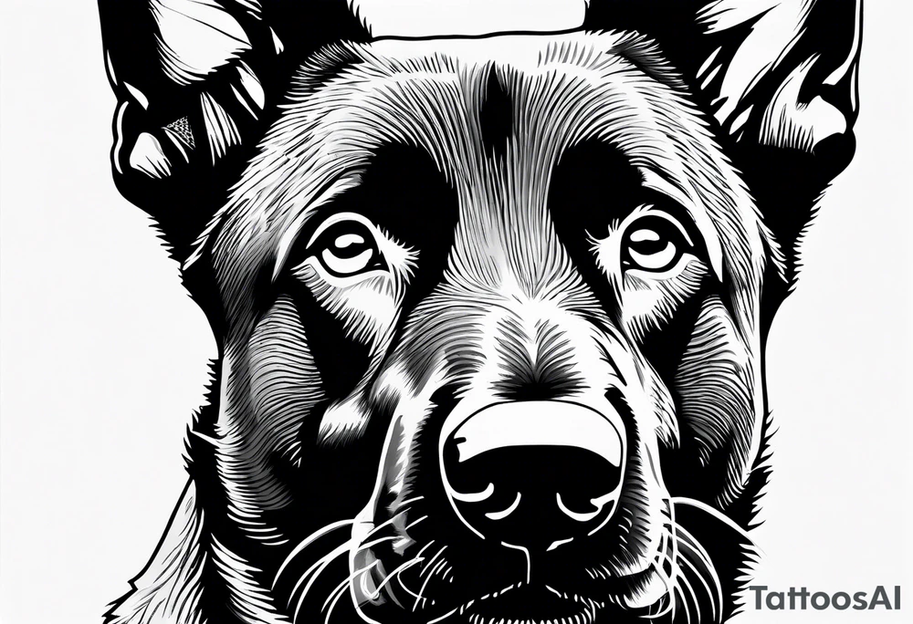 Belgian Malinois dog   Front facing with a badge tattoo idea