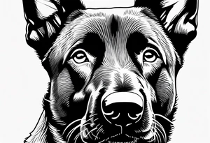 Belgian Malinois dog   Front facing with a badge tattoo idea