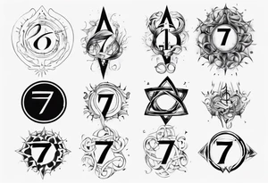 Tattoo involving the number 7, 11 and INFINITE SYMBOL tattoo idea