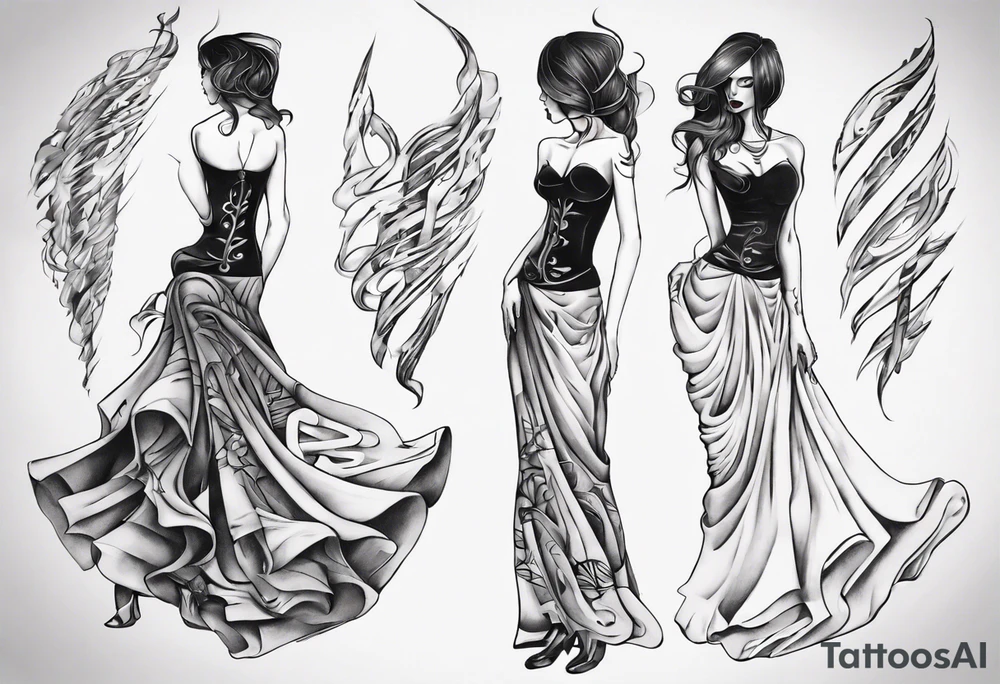 wind skirt on manequinn tattoo idea