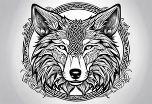 Celtic wolf face tattoo idea