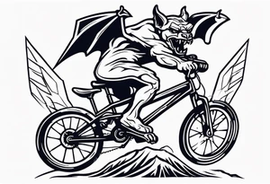 gargoyle riding a full suspension mountain bike tattoo idea