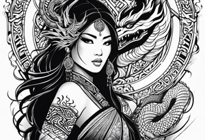 filipino tribal with a japanese dragon tattoo idea